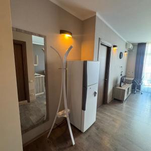 a kitchen with a refrigerator in a room at Selfie in Batumi +33 photos