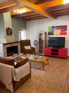 a living room with a couch and a tv at Rodi House in Lygia