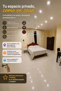 a poster of a bedroom with a bed in a room at Casa Mi Perú in Urbanizacion Buenos Aires