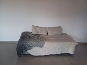 a bed with two pillows and a comforter at Quincho Lelita in Zonda