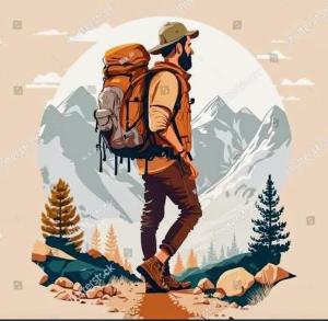 a man with a backpack standing on top of a mountain at Gite Oussalem timichi in Timichchi