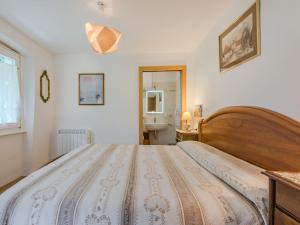 a bedroom with a large bed and a bathroom at Apartment Catherine by Interhome in Pellizzano