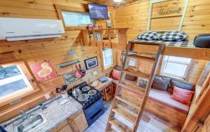 an overhead view of a tiny house with a loft at Shiners Shack in Newport +22 photos