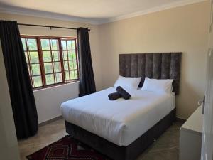 a bedroom with a large white bed and a window at Sea & Forest Self Catering Estate - Durban Kingsburgh in Kingsborough