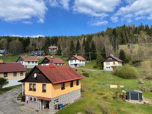 an aerial view of a small village with houses at Apartment WOLF in Kořenov
