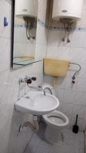 a bathroom with a white toilet and a sink at Apartman Laura 3 in Kamenari