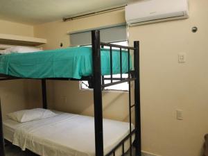 a couple of bunk beds in a room at Casa León in Bacalar