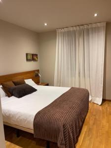 a bedroom with a large bed and a window at Hotel Montaña Central in Caborana