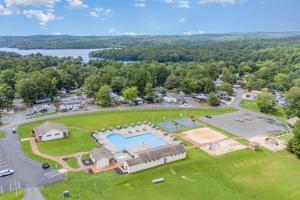 an aerial view of a large park with a pool at Pool & Dock Access! Badin Lake Resort Gem in New London