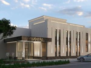 a rendering of a building with a car parked outside at Hotel Santal in Bukhara