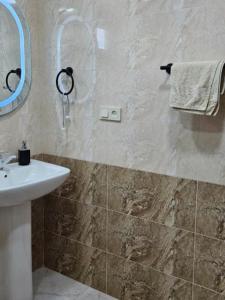 a bathroom with a sink and a mirror at Rich Garden House in Vanadzor