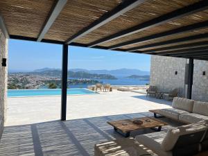 a view from the patio of a villa at Villa Hillside Skiathos in Skiathos