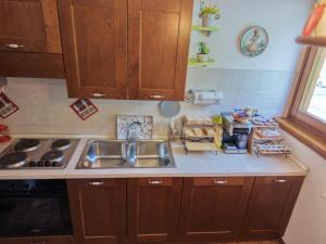 a kitchen with a sink and a stove at Winter and Summer Cortina in Cortina dʼAmpezzo