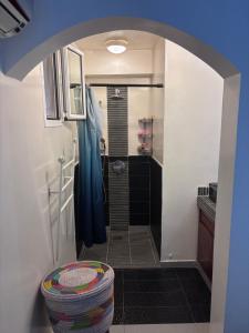 a bathroom with a walk in shower next to a walk in shower at Residence Mangrove Saly in Ngaparou +9 photos
