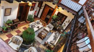 an overhead view of a living room at Posada de Cantuña in Quito