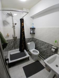 a bathroom with a toilet and a sink at Guest House "Markaz" in Khorog