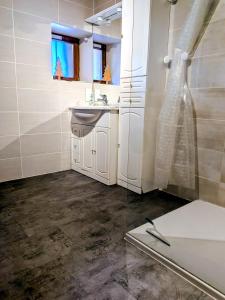 a bathroom with a sink and a mirror at Gîte FRAIZE in Fraize