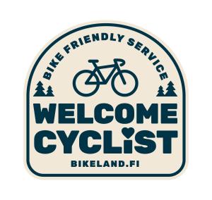 a sign for the welcomecyclist bikeland in bikershaw sanctuary welcome cyclist at Kivimäen Matkailutila in Masku +12 photos