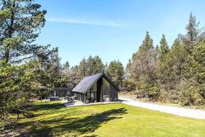 a house with a black roof in the middle of a field at 1385-Bedsted-Thy-Nedergardsvej-5 in Istrup