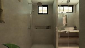 a bathroom with a shower and a sink at LIB LIB Lio in El Nido