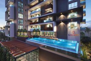 a rendering of a building with a swimming pool at Solaris in Christiansborg