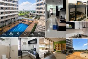 a collage of photos of a building at Cozy Studio for 4 Guests in Dasmariñas +1 photo