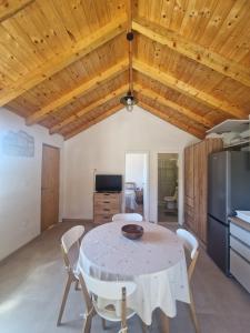 a kitchen with a table and chairs in a room at Robinson Hideaway Korčula in Korčula