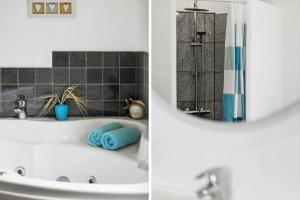 a bathroom with a sink and a shower at LF15149-Farso-Ramshule-49 in Farsø +18 photos