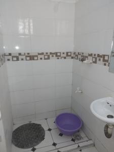 a bathroom with a purple toilet and a sink at Cossy Homes in Mtwapa +5 photos