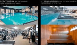 a collage of three pictures of a swimming pool at 200-214 - Le Niveau 2 in Beaupré