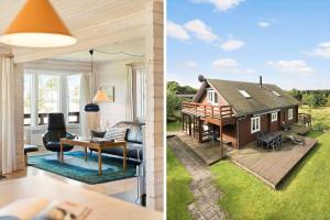 two pictures of a small house and a living room at LF15156-Hojslev-Mosevej-156 in Højslev