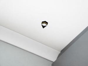 a ceiling with a black and white sign on it at Pecan Tree Lodge in Cape Town
