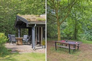 a pavilion with a bench and a table and a tree at LF14362-Roslev-Nautrupvej-62 in Roslev