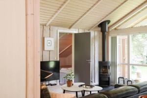 a living room with a couch and a fireplace at 10055-1-Rorvig-Lindevangen-4 in Rørvig