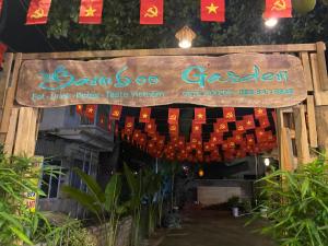 a sign for a seafood restaurant with a banner at Viet Anh Homestay in Ninh Binh +143 photos