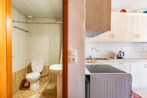 a small bathroom with a toilet and a sink at Maria's Studio 1 in Karpathos