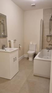 a bathroom with a toilet and a sink and a tub at Lidia House in Westport