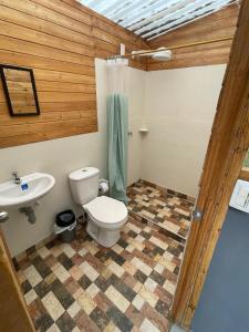 a bathroom with a toilet and a sink at El Alpino Cabaña Glamping & Camping in Guatavita +104 photos