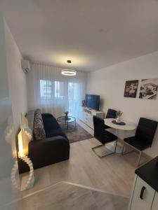 a living room with a couch and a table at Apartman Gordana i Andreas in Banja Koviljača