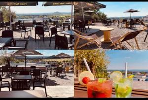 a collage of photos with tables and chairs and drinks at OasisNoir in Calonne-Ricouart