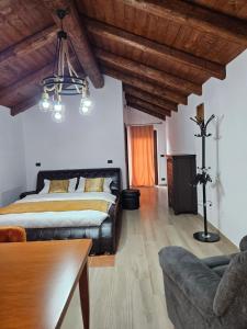 a bedroom with a bed and a couch and a table at Ale&Sere Housing in Jiblea Nouă +17 photos