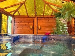 an indoor swimming pool in a house at Origines in Tautavel