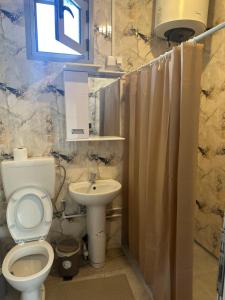 a bathroom with a toilet and a sink at IGI Apartments in Bogorodica