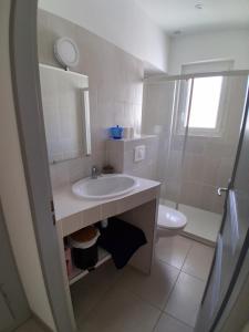 a bathroom with a sink and a toilet at Santoni House in Ghisoni