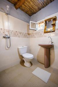 a bathroom with a toilet and a sink at Berber Beldi Camp in Imsouane