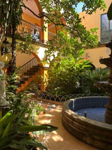 a garden with a tub in the middle of a building at Hotel Casa La Gran Señora in Tequila