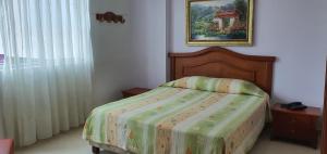 a bedroom with a bed and a picture on the wall at HOTEL VASCONIa in Cúcuta