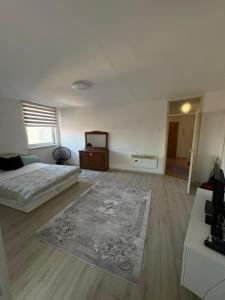 a bedroom with two beds and a rug on the floor at Apartment Lamele Bugojno in Bugojno