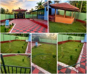 a collage of photos of a park with a fire hydrant at Vickys villa in Kuppilan