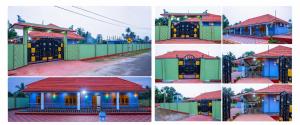 four different pictures of a house with a building at Vickys villa in Kuppilan